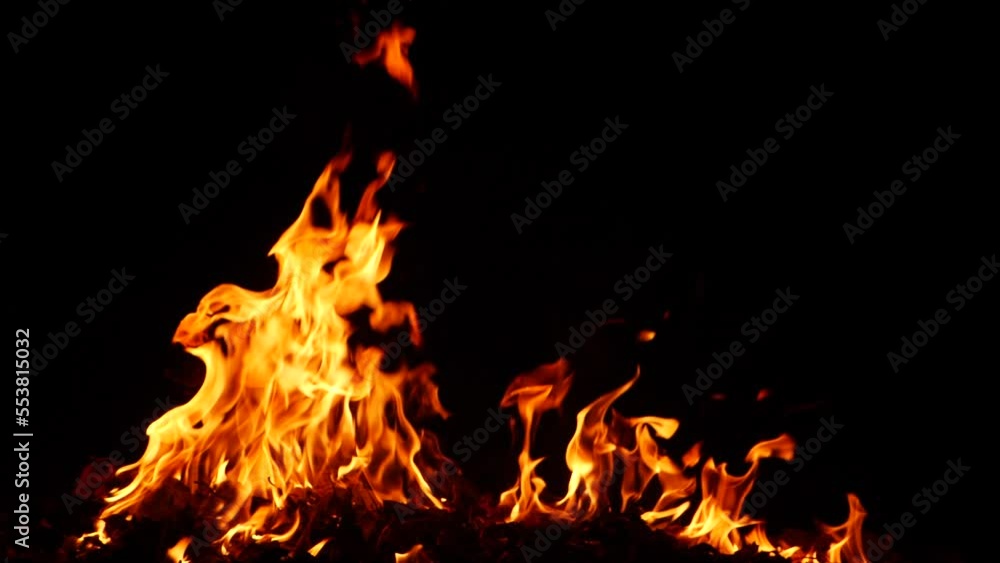 Full HD video of Fire burning highly in darkness Full HD video of Fire burning highly in darkness