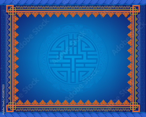 Decorative framework, card. Buryatian, Mongolian ethnic symbols and motif. Clipping mask applied.