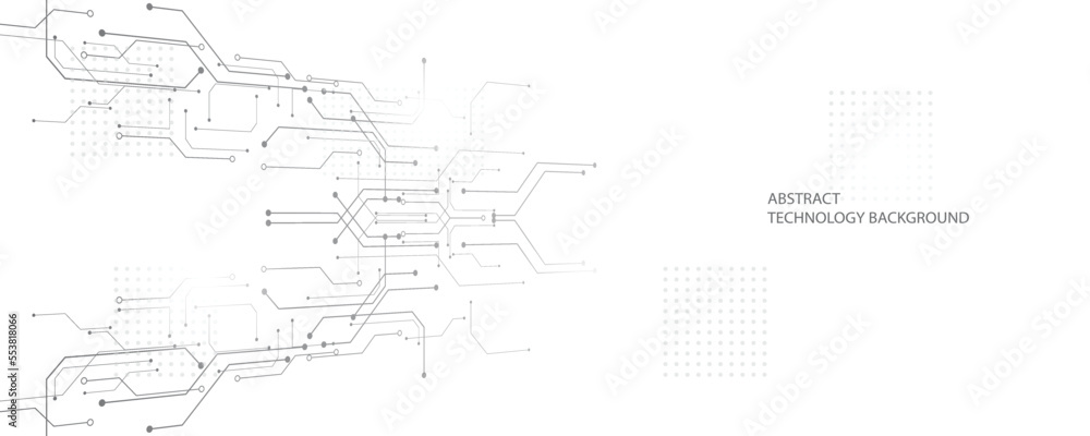Gray and white technology background image Line design for communication connections in digital systems Hi-tech technology pattern Gray and white technology background image Line design for communication connections in digital systems Hi-tech technology pattern