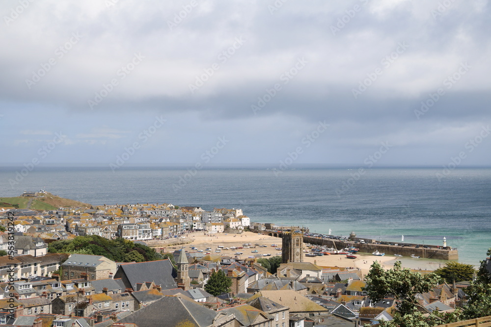 View to St Ives in Cornwall at Atlantic ocean, England Great Britain