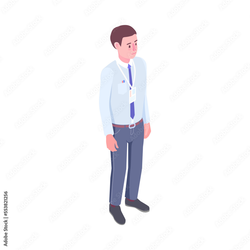 Isometric Male Clerk Composition