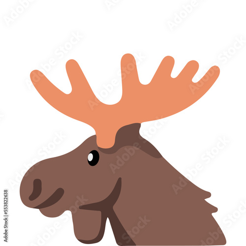 A moose head with large antlers vector emoji label sign design.