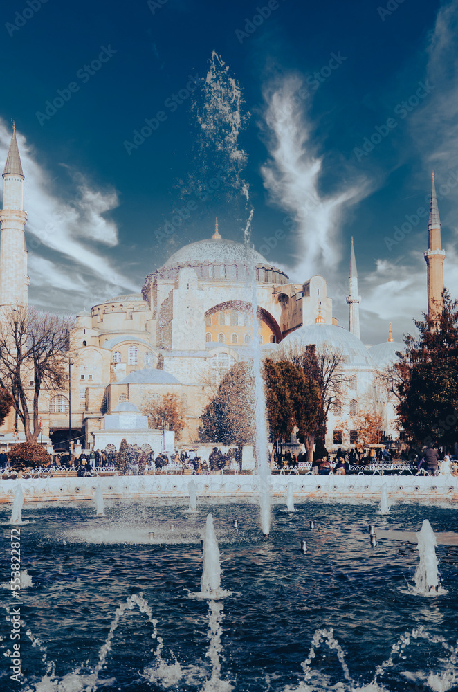 Hagia Sophia -Ayasofya museum and fountain view from the Sultan Ahmet ...