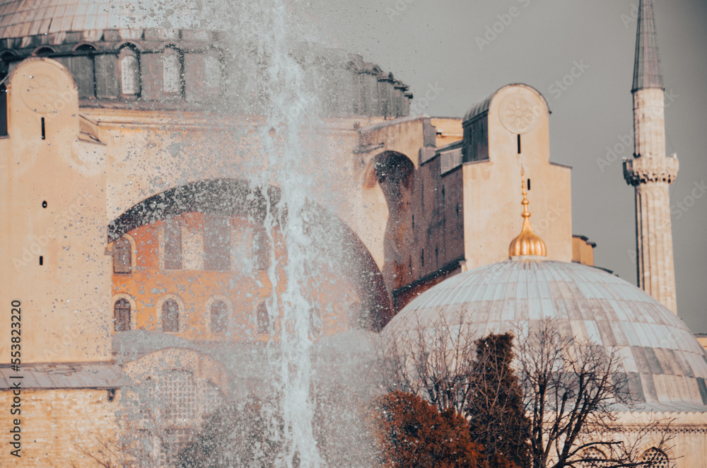 Hagia Sophia -Ayasofya museum and fountain view from the Sultan Ahmet ...