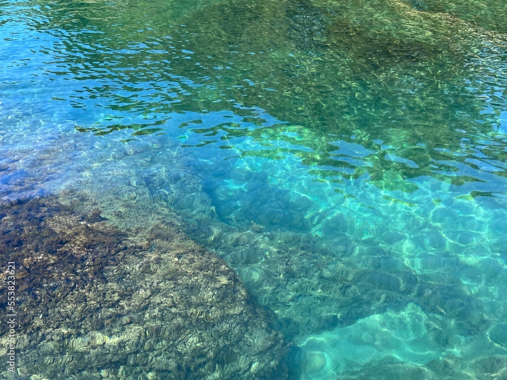 Clear water in the turquoise sea.