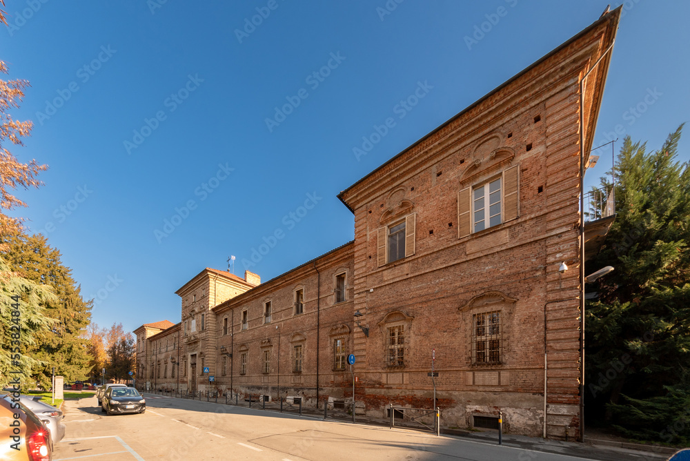 Savigliano, Cuneo, Italy - december 07, 2022: Ancient Building (17th century) of the Old Hospital of the SS Annunziata hospital ASL CN1