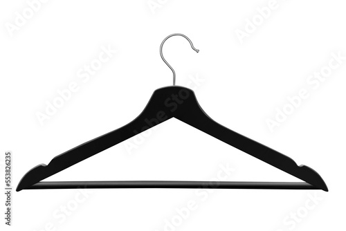 Black clothes hanger, isolated on white background