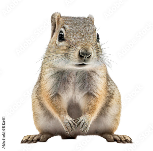 Cute tiny adorable ground squirrel animal on a transparant background photo