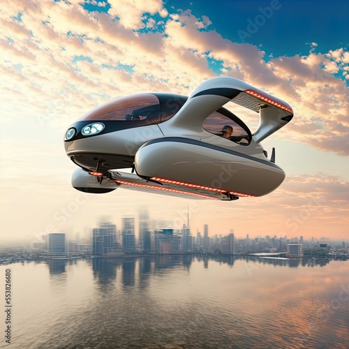 Flying car of the future. Autonomously piloted robo-taxi. 