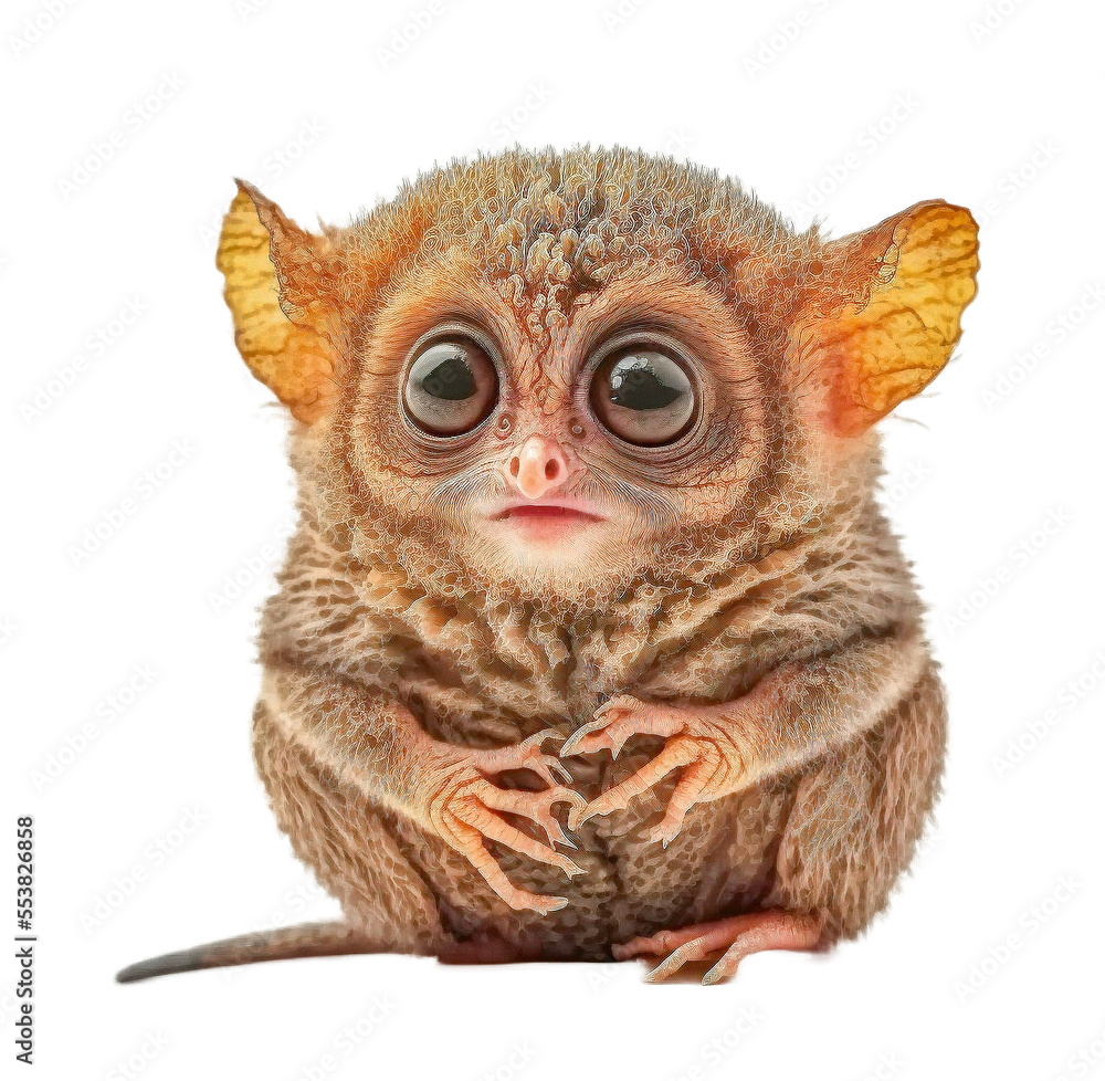 Naklejka premium Cute tiny adorable tarsier animal on a transparant background