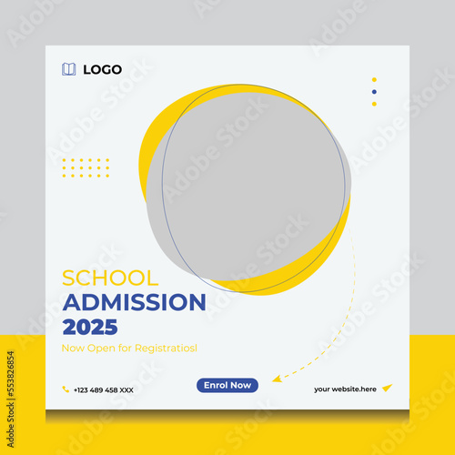 School Admission Social Media Banner Post Design Template