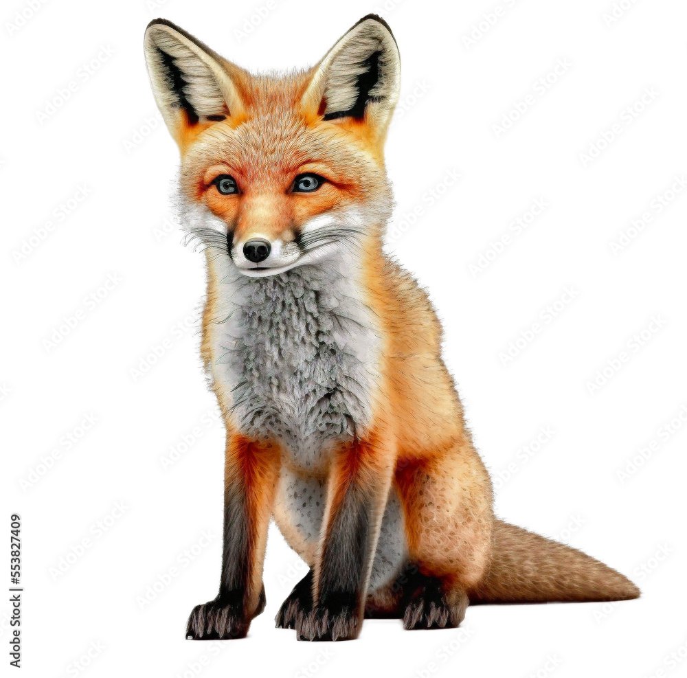 Fototapeta premium Cute tiny adorable fox animal on a transparant background