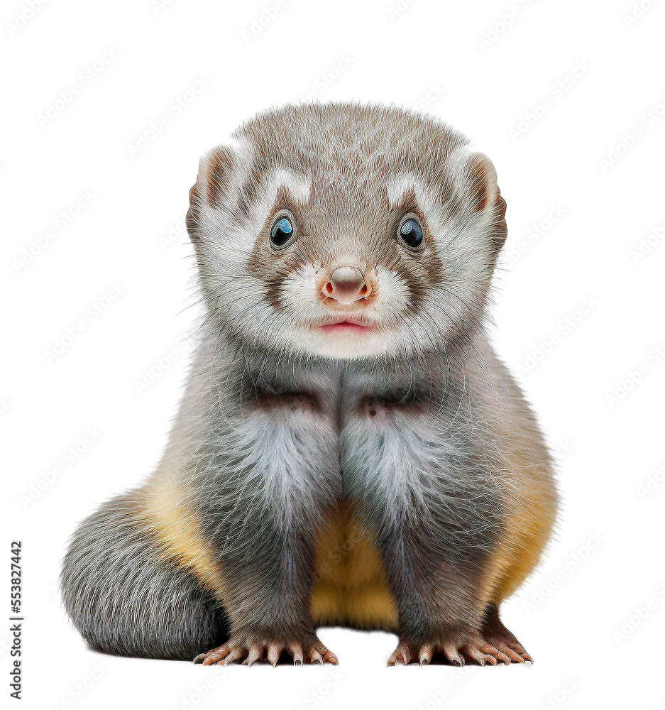 Cute tiny adorable ferret animal on a transparant background