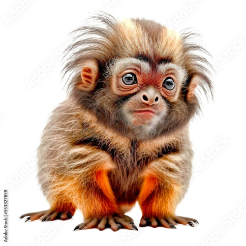 Cute tiny adorable tamarin animal on a transparant background
