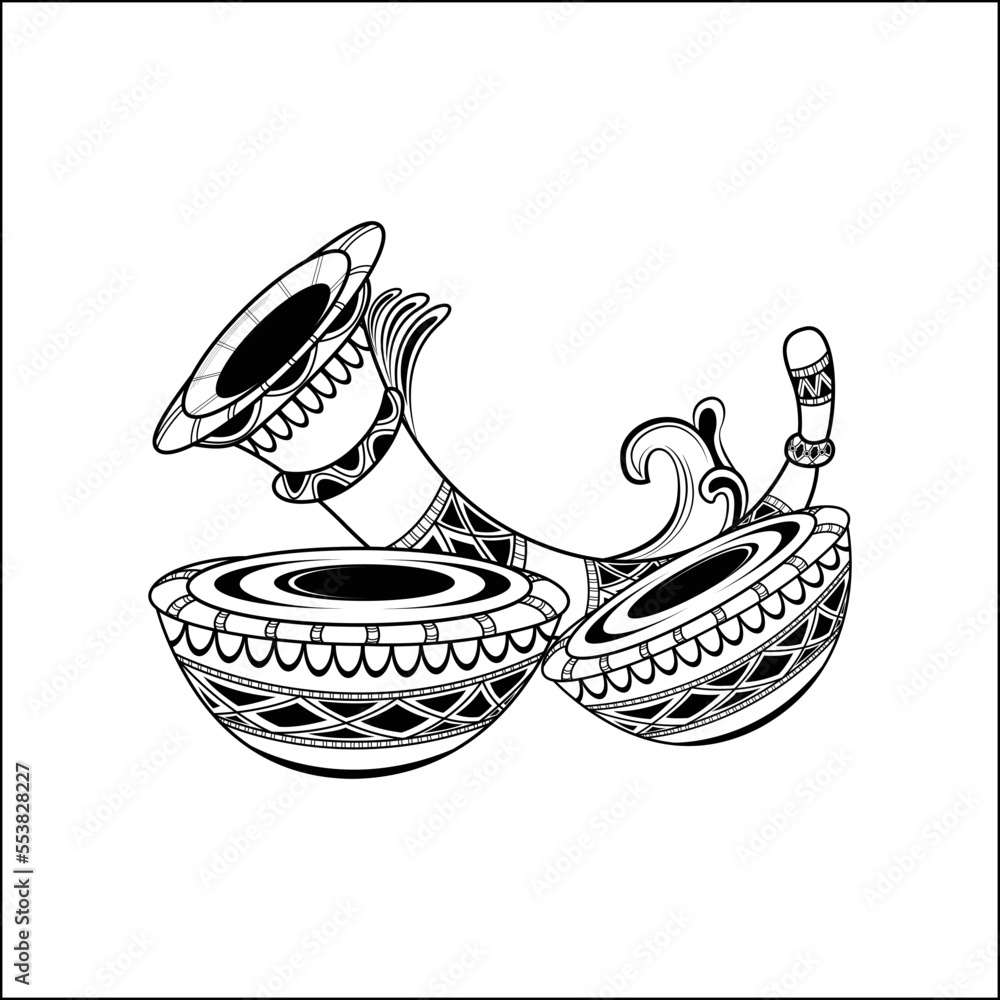 Indian wedding symbol of dhol nagada and shehnai music instrument ...