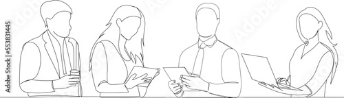 people work sketch continuous line drawing