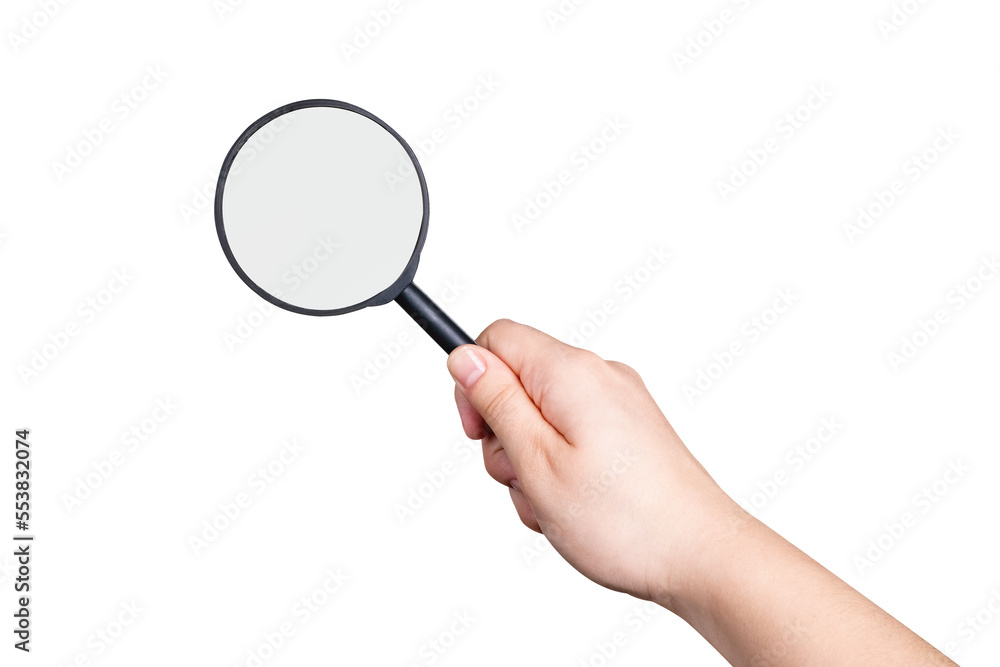 female hand holding magnifier female hand holding magnifier
