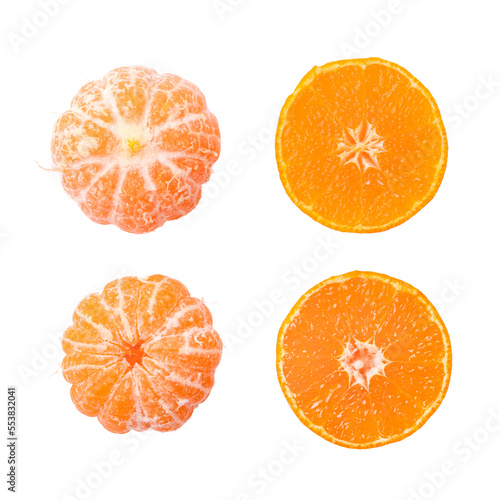 Collection of mandarin or tangerine isolated on transparent background.