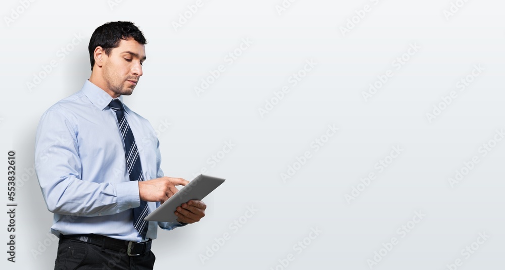 Young happy Employer business worker Young happy Employer business worker