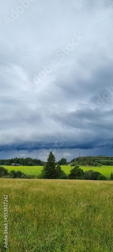 dark thunderclouds in a beautiful landscape © Pikke