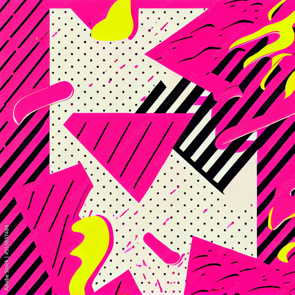 Obraz premium Hot Pink 90s Pattern - AI Art