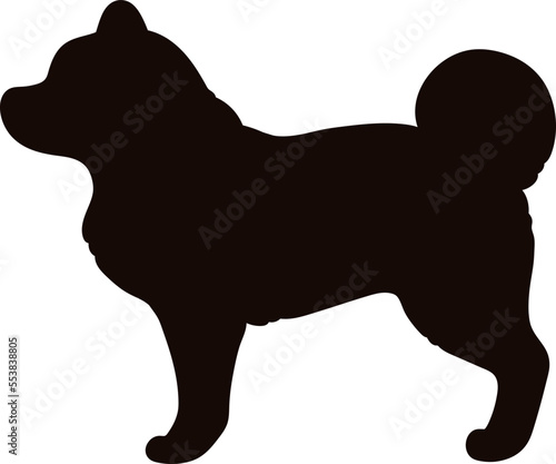 Simple and cute silhouette of Shiba Inu in side view