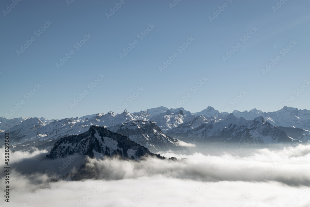 Blue Sky above the clouds - scenic landscape on Rigi, Switzerland