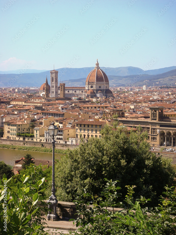 Fototapeta premium Panoramic view of the city on the sunny day. Florence. Italy.
