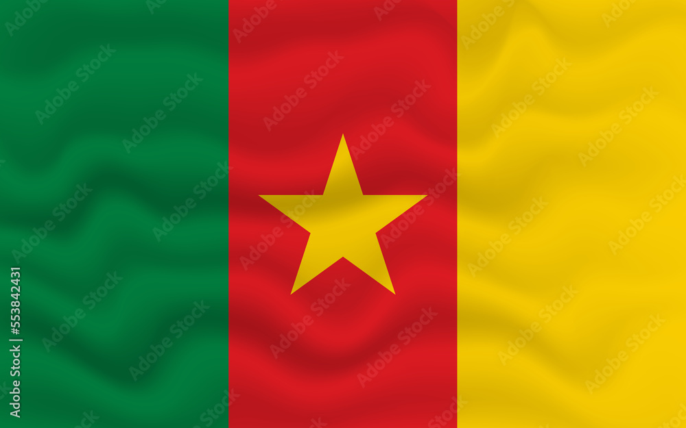 Wavy flag of Cameroon. Flag of Cameroon with a wavy effect. vector illustration Wavy flag of Cameroon. Flag of Cameroon with a wavy effect. vector illustration