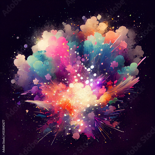 Abstract Colorful New Year Fireworks 