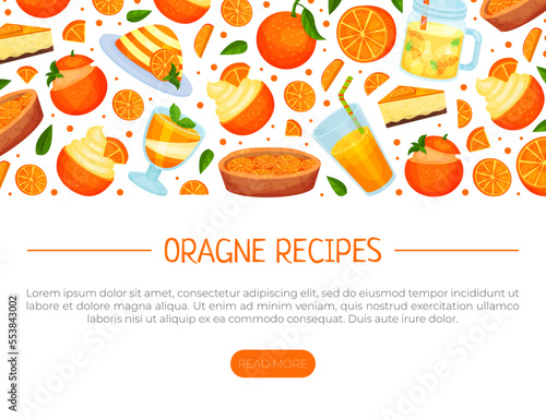 Orange Fruit Food Design with Sweet Dessert Vector Template