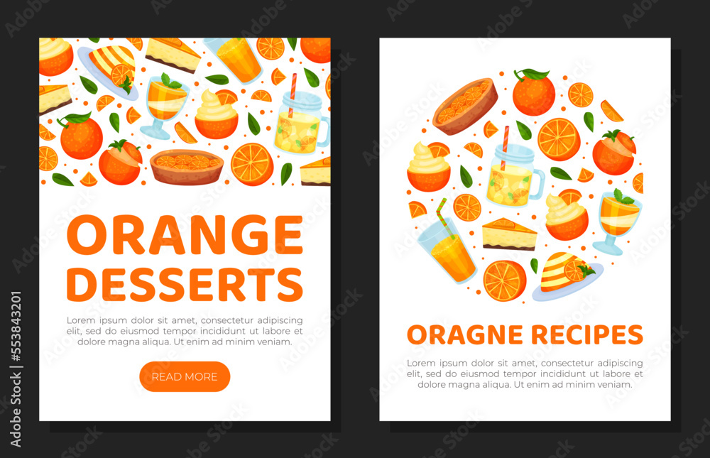 Orange Fruit Food Design with Sweet Dessert Vector Template