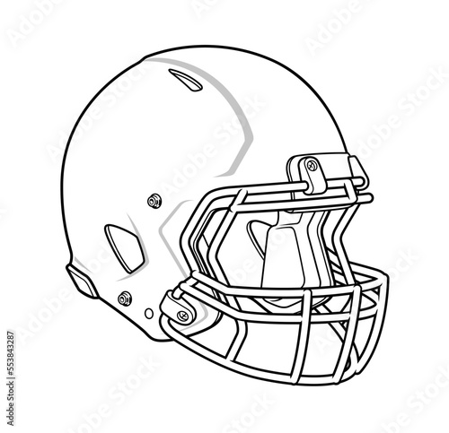 Football helmet illustration black and white