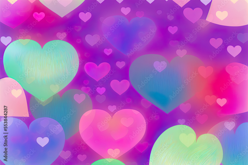 Iridescent hearts in beautiful rainbow colors, love, mother´s day, hearts background full of love, iridescent beautiful colors, generative ai