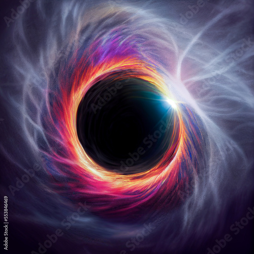 illustration of an interstellar black hole, created with Generative AI