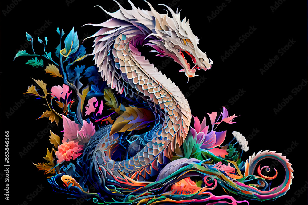 Fototapeta premium Generative AI abstract render of a dragon