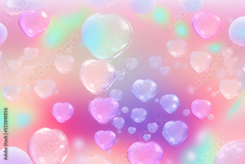 Iridescent hearts in beautiful rainbow colors for your Happy Valentine  hearts background full of love  iridescent beautiful colors  illustration  digital  ai  generated art