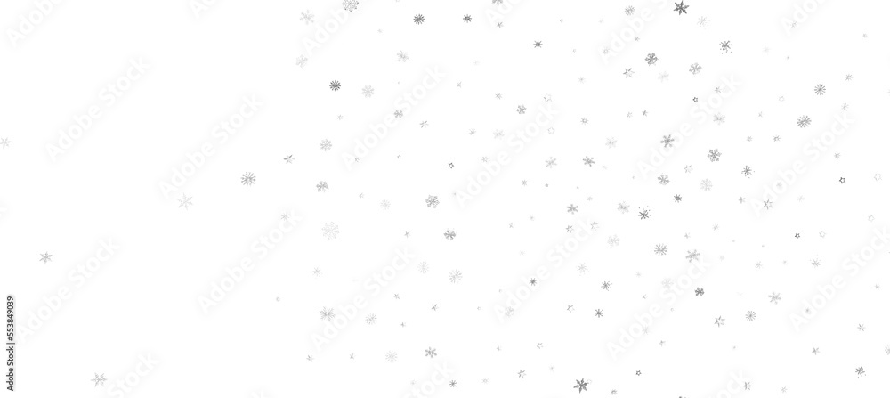 With Realistic Snowflakes Overlay On Light Silver Backdrop. Xmas Holidays With Realistic Snowflakes Overlay On Light Silver Backdrop. Xmas Holidays