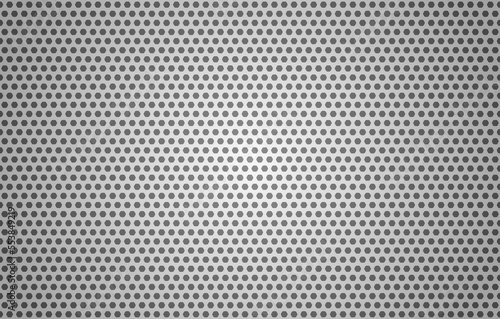 Vector silver metal dotted sheet texture. Stainless steel sheet seamless pattern, small points inside. Gray metallic grille grate textured. White iron small dots background. Abstract perforated plate