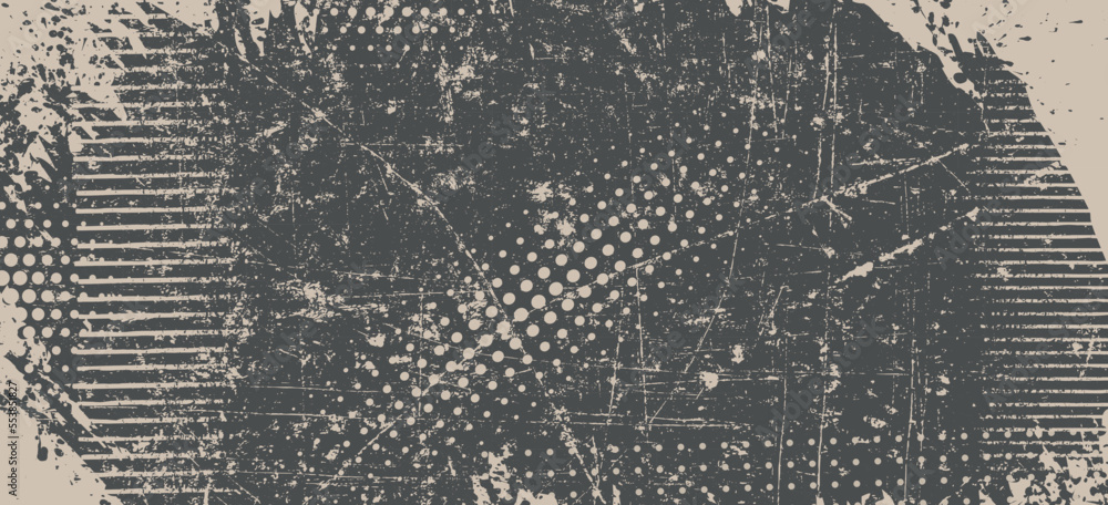 Obraz premium Grunge Black And White Urban Vector Texture Template. Dark Messy Dust Overlay Distress Background. Easy To Create Abstract Dotted, Scratched, Vintage Effect With Noise And Grain 