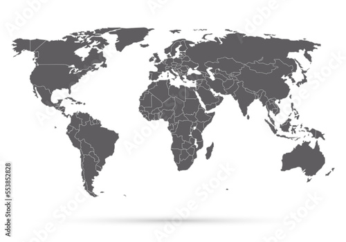 Fototapeta Naklejka Na Ścianę i Meble -  Political map of the world. Gray world map-countries. Vector