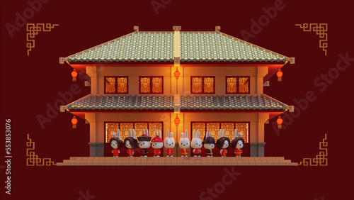 Chinese New Year Of Rabbit Copy Space With 3D Render Illustration 08