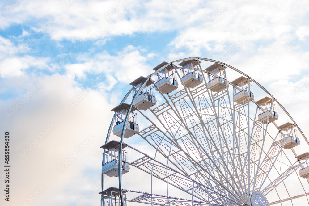 Ferris wheel close up in Carnival funfair