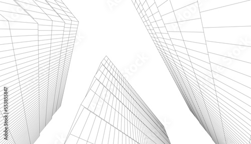 Modern building architecture 3d illustration	
