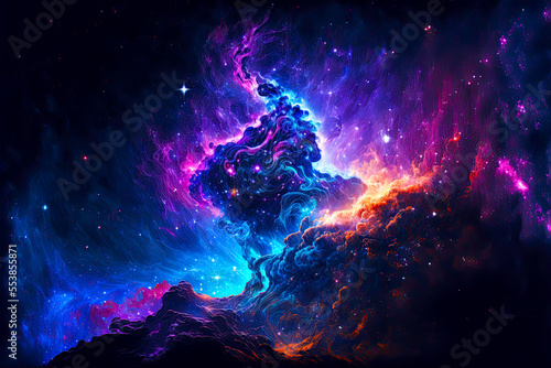 Wallpaper Mural Vibrant blacklight painting of nebula, space, stars, universe. Generative AI Torontodigital.ca