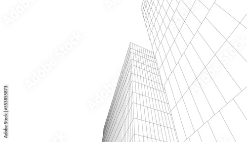 Modern building architecture 3d illustration	
