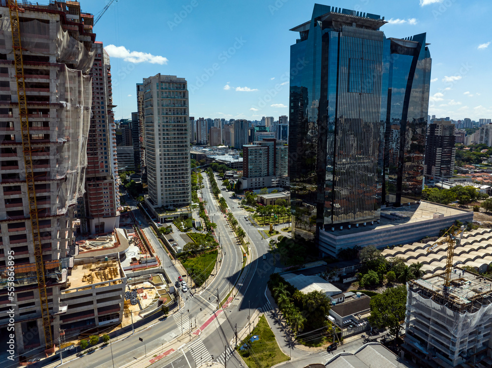 Fototapeta premium Street aerial view. Sao Paulo, Brazil. Street aerial view. José Guerra Street, Chales Santo Antonio neighborhood, São Paulo, Brazil.