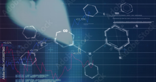 Image of financial data processing over chemical structures