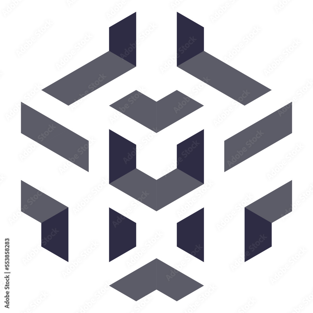  Hexagonal Packed Triangles 3d illusion abstract illustration