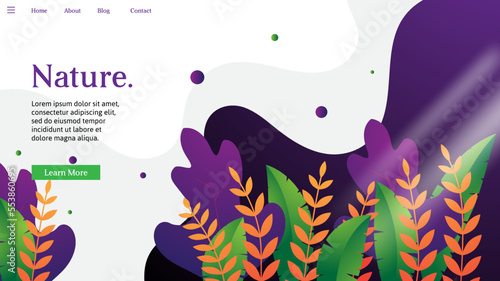 web page design template with nature background. vector illustration